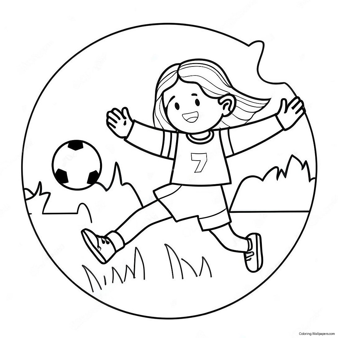 Página Para Colorear De Niña Jugando Al Fútbol Con Una Pelota Colorida 51633