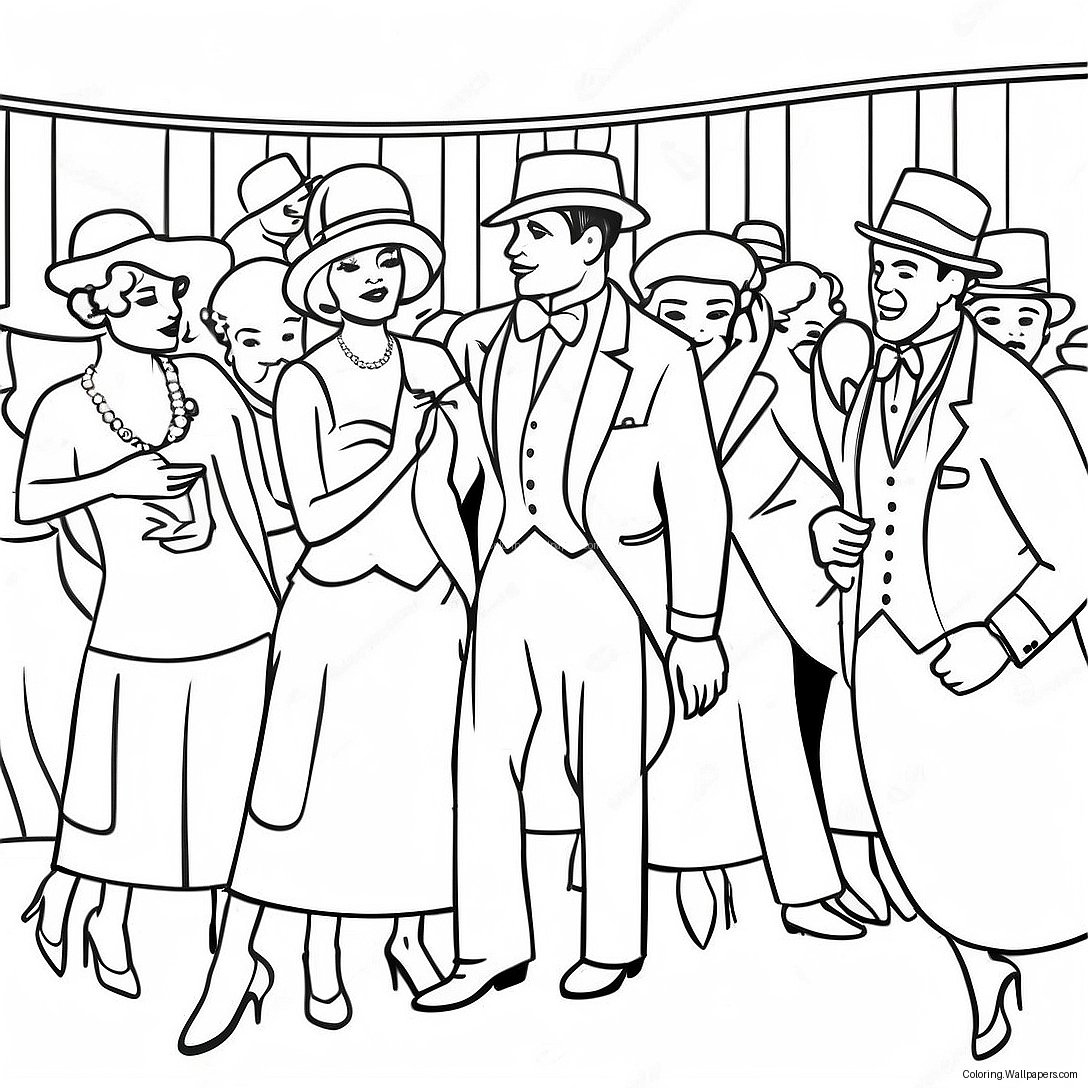 Glamorous Roaring 20s Party Scene Coloring Page 50017