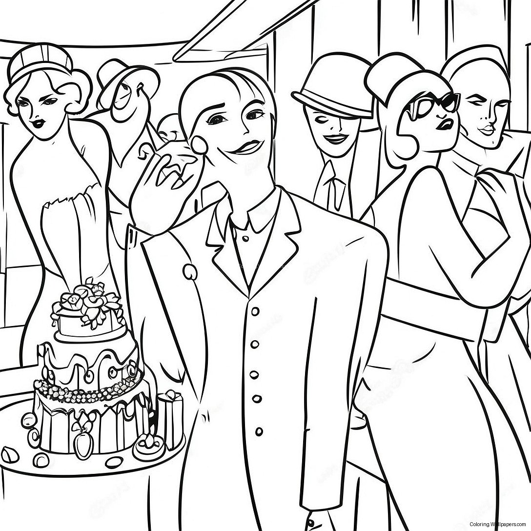 Glamorous Roaring 20s Party Scene Coloring Page 50019