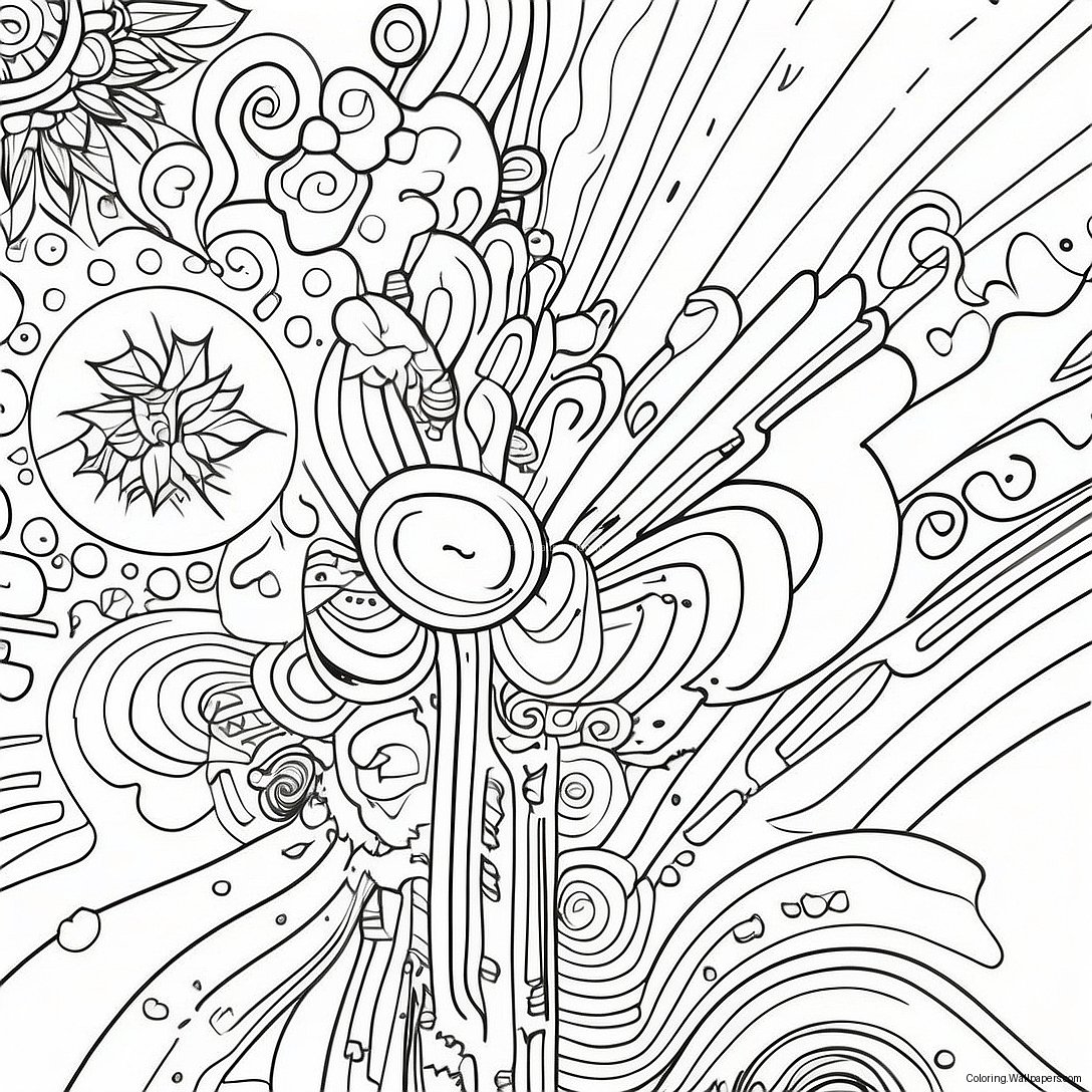 Glitch Art Abstract Coloring Page 43553