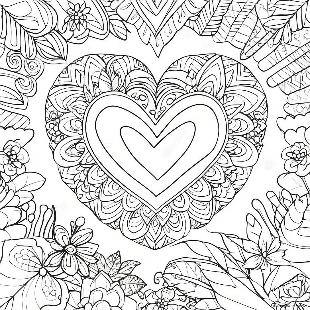 Glittering Diamond Heart Coloring Page 50163