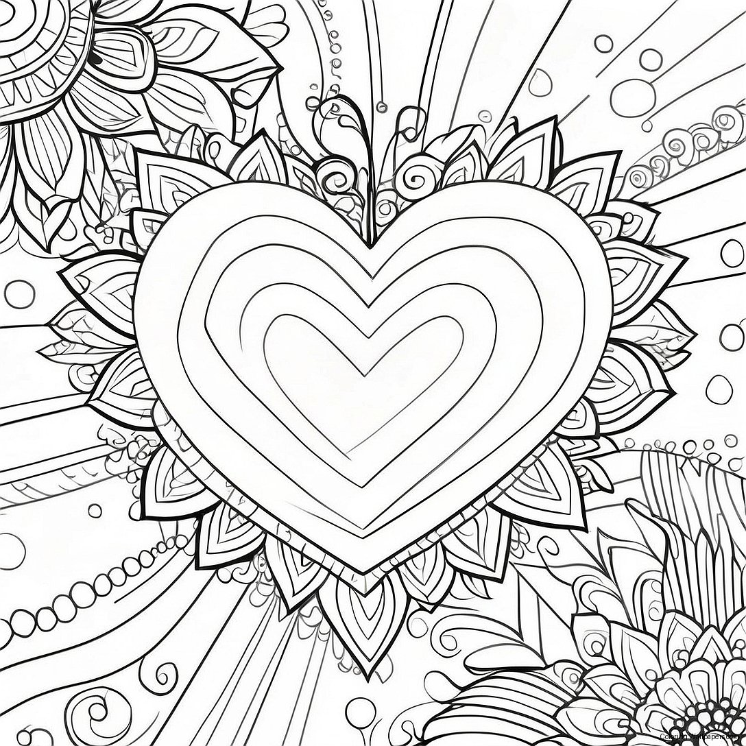 Glittering Diamond Heart Coloring Page 50164