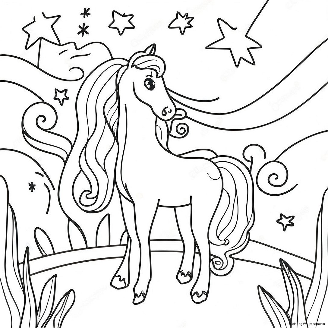 Glittery Starry Night Coloring Page 58011