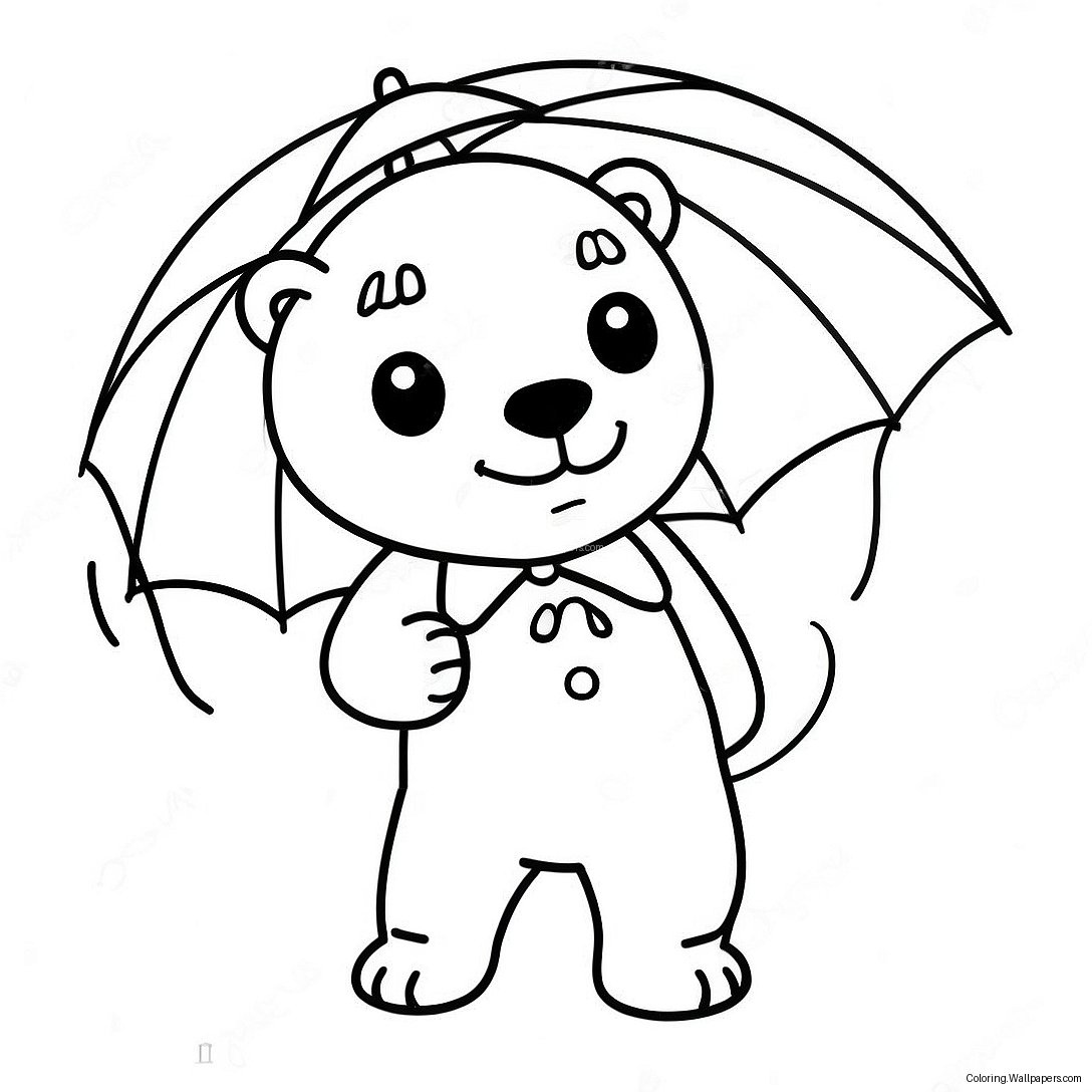 Gloomy Bear With Umbrella Coloring Page 29777