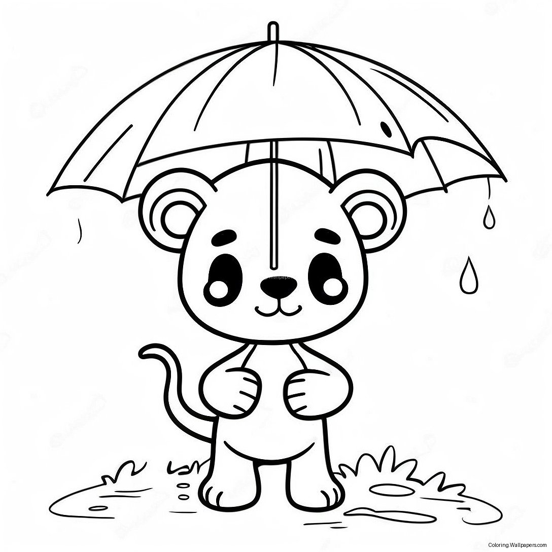 Gloomy Bear With Umbrella Coloring Page 29779