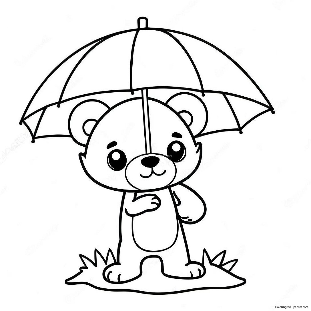 Gloomy Bear With Umbrella Coloring Page 29780