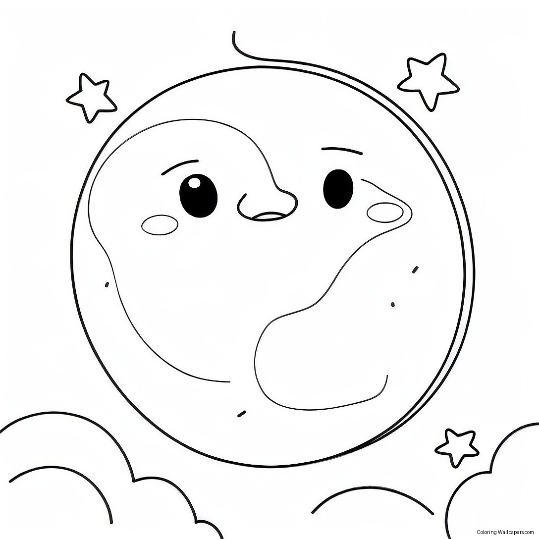 Glowing Moon And Twinkling Stars Coloring Page 42001