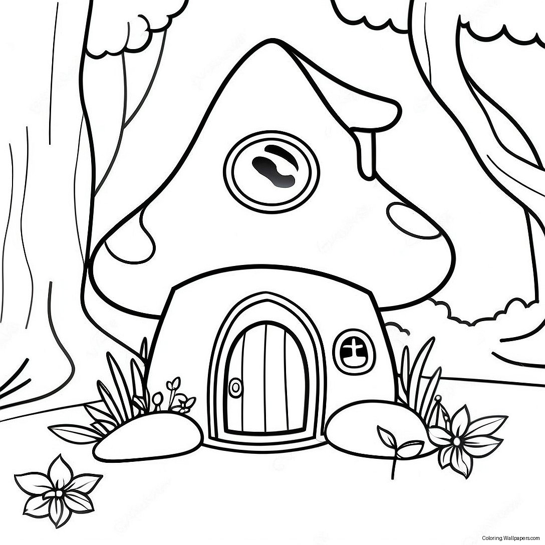 Gnome House In A Magical Forest Coloring Page 33010