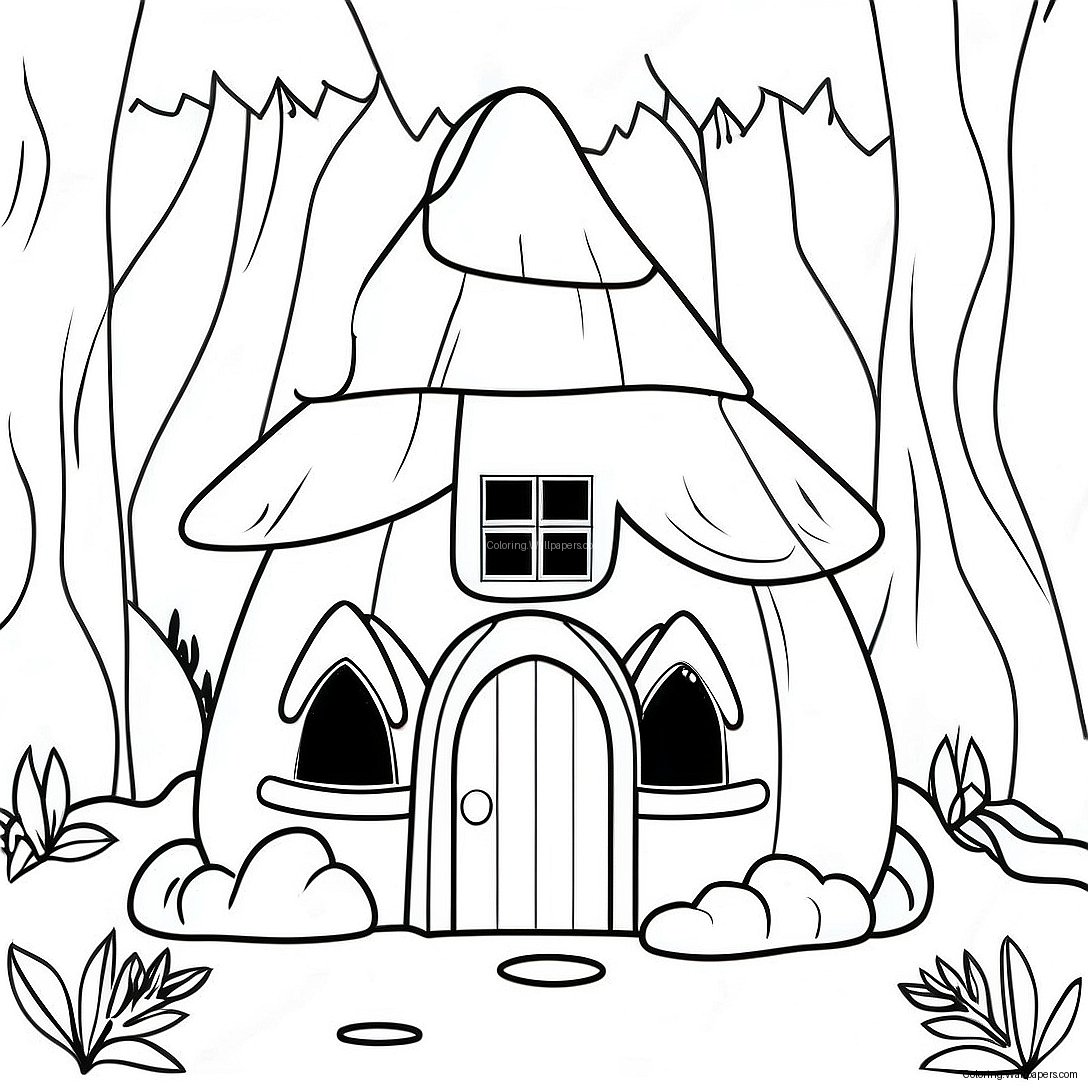 Gnome House In A Magical Forest Coloring Page 33012