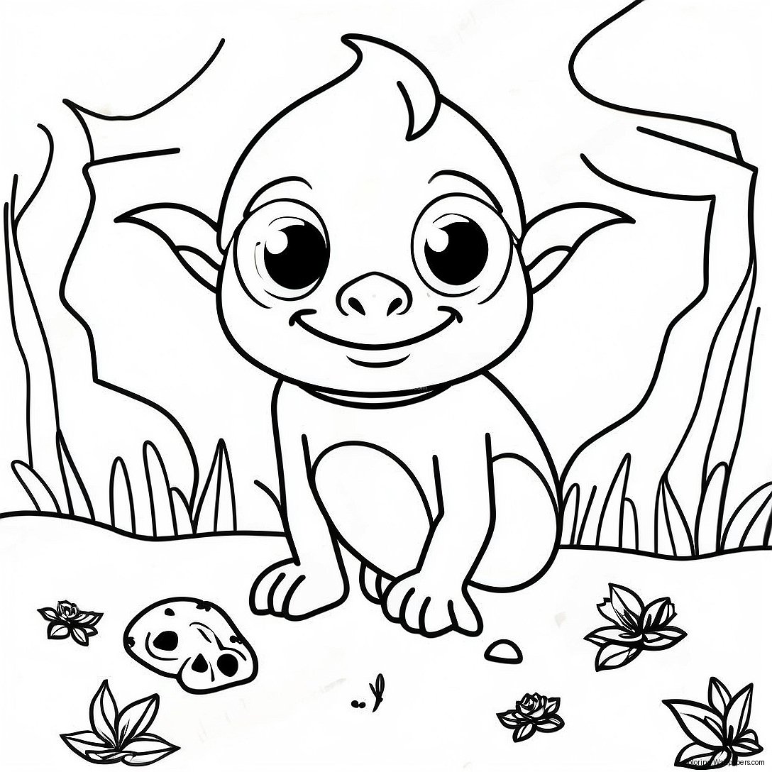 Goblincore Nature Scene Coloring Page 53658