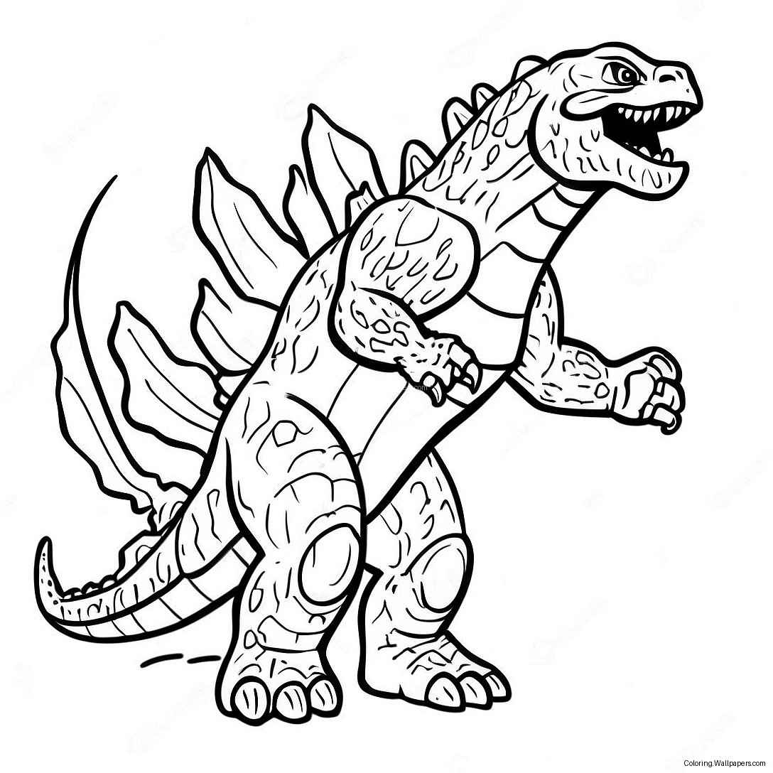 Godzilla Roaring Fiercely Coloring Page 37228