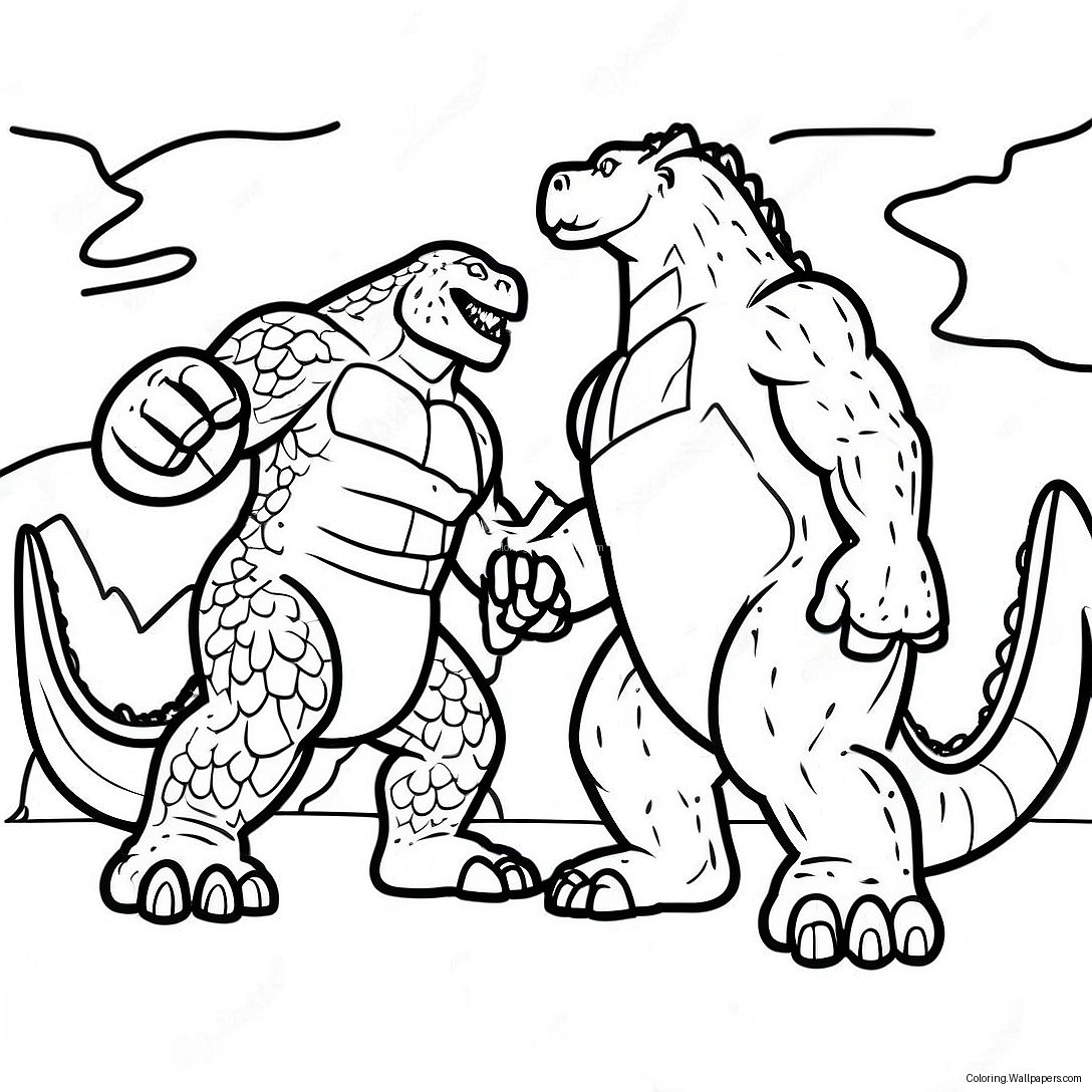 Godzilla Vs Kong Episk Strid Målarbild 6231