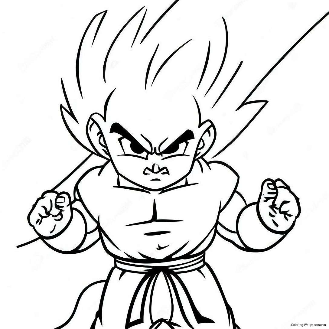 Página Para Colorir Gohan Super Saiyajin 2 Em Pose De Ação 45474