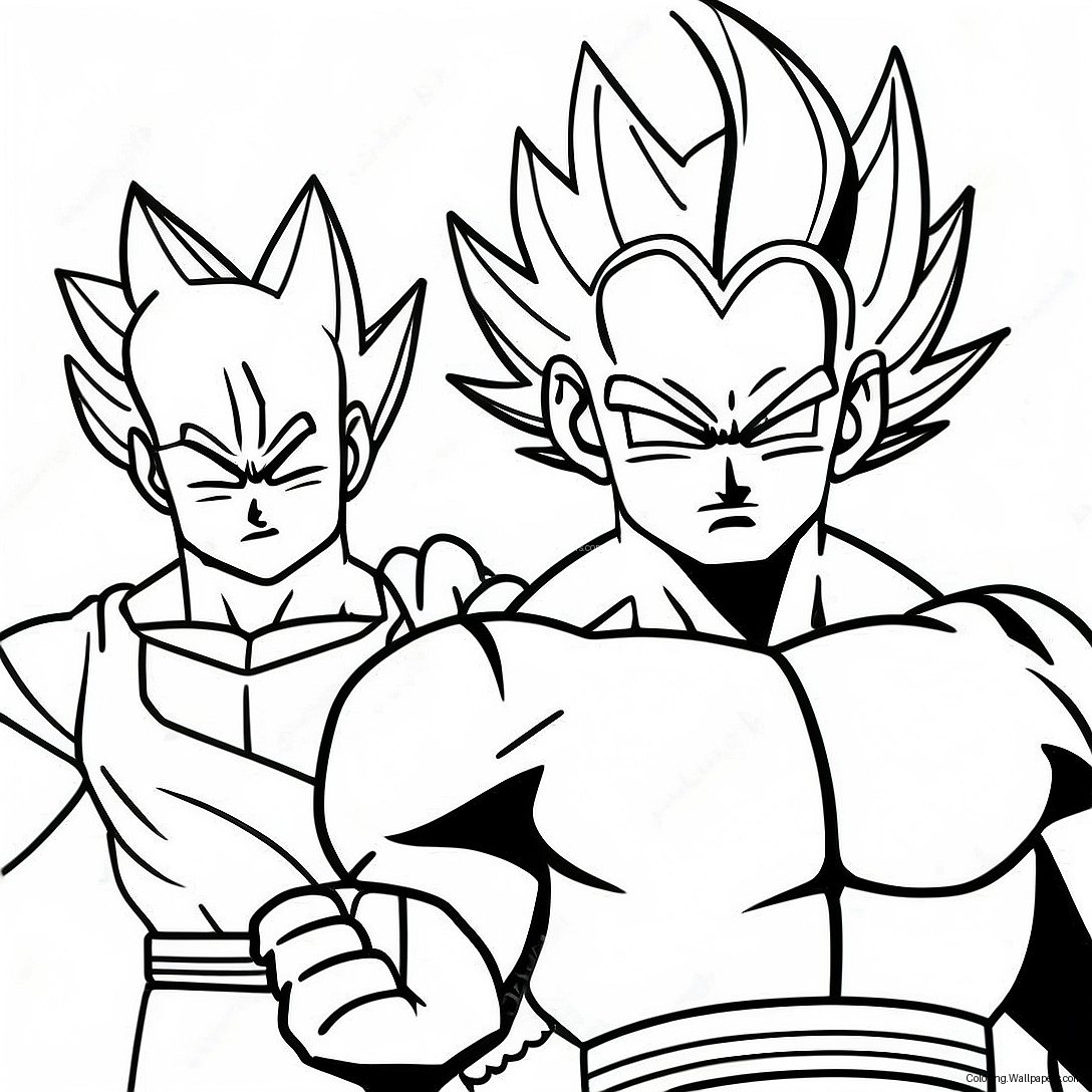 Goku And Vegeta Action Pose Coloring Page 23906