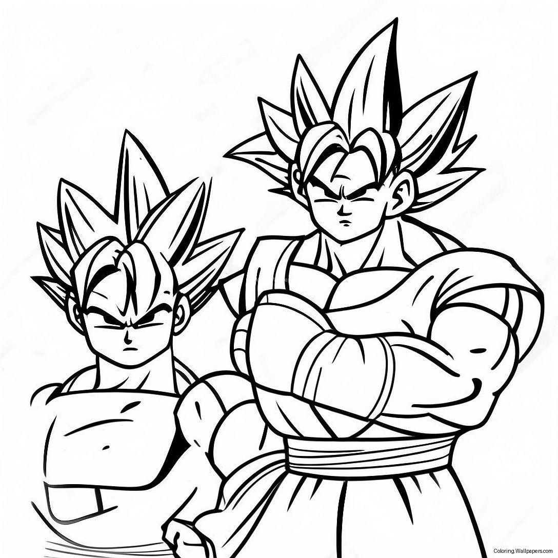 Goku Och Vegeta Action Pose Målarbild 23908