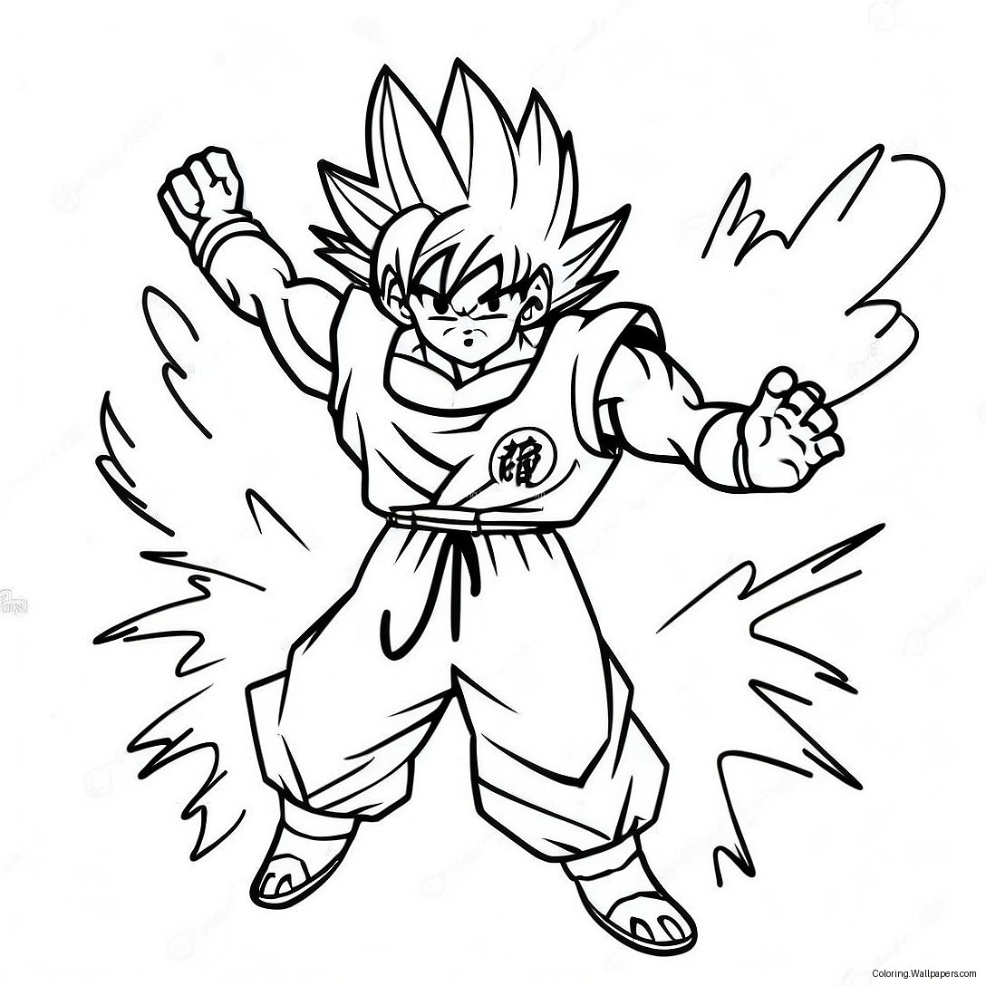 Goku Dans Une Page À Colorier De Bataille Épique 56666