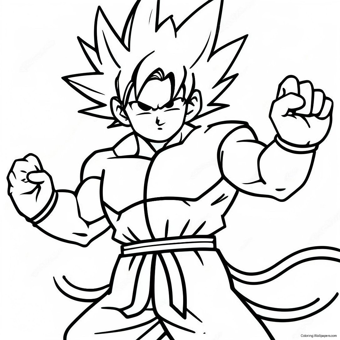 Goku Powering Up Coloring Page 45341