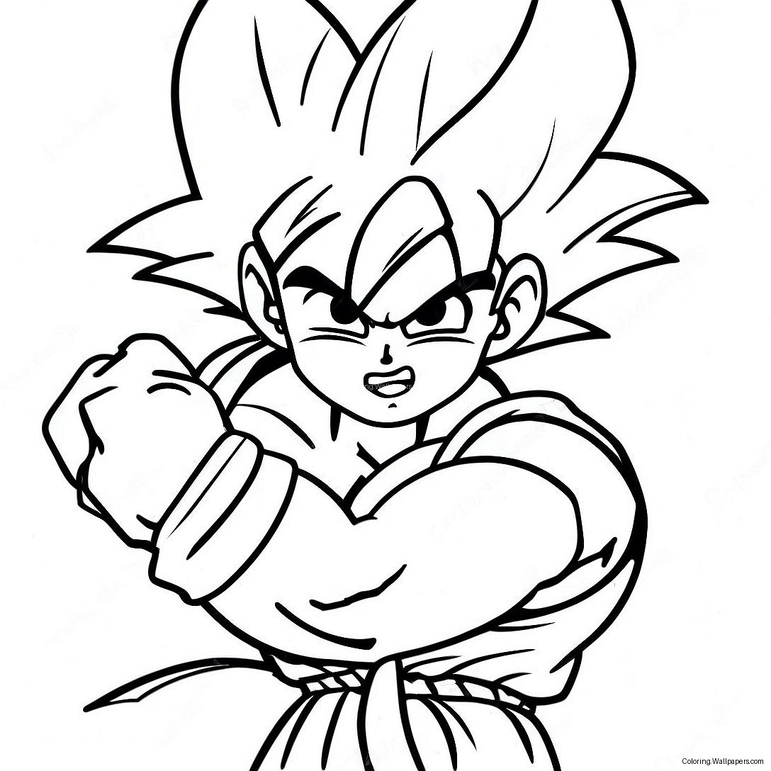 Goku Powering Up Coloring Page 45342