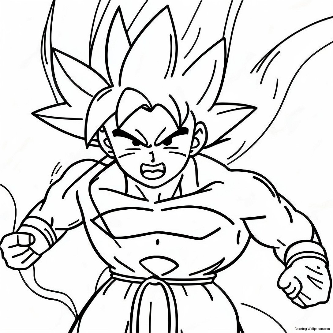 Goku Powering Up Coloring Page 45344