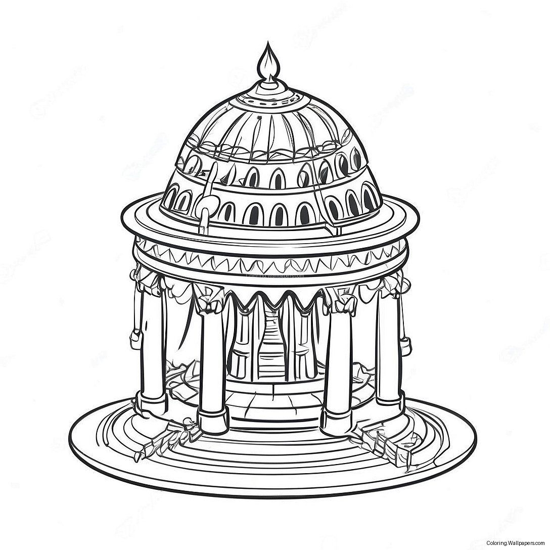 Golden Lampstand Of Solomon's Temple Coloring Page 37378