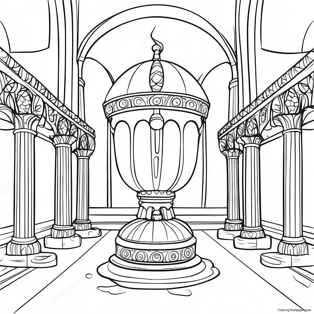 Página Para Colorear Del Candelabro Dorado Del Templo De Salomón 37379