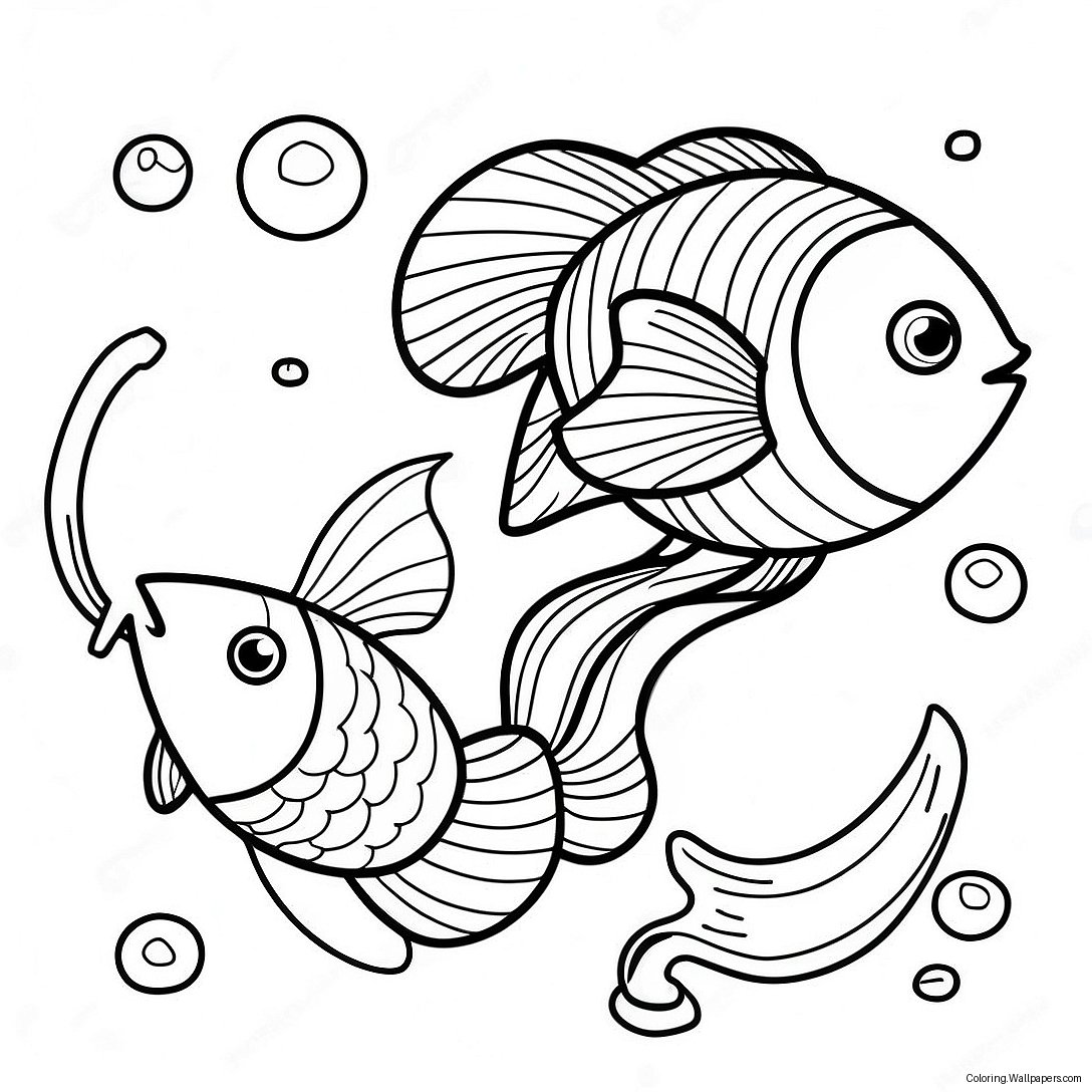 Page À Colorier De L'école De Natation Des Poissons Rouges 35333