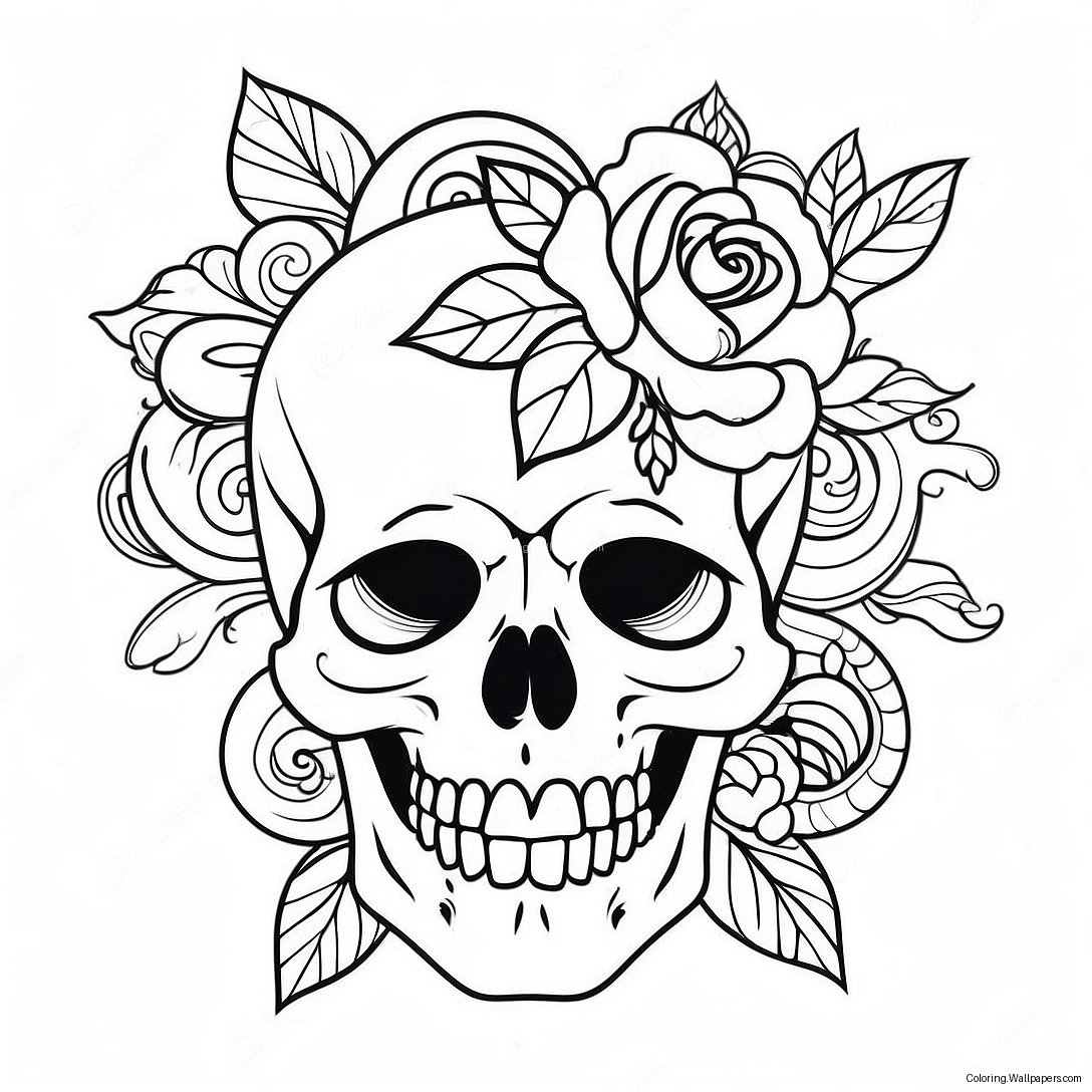 Página Para Colorear De Calavera De Tatuaje Goth 37780