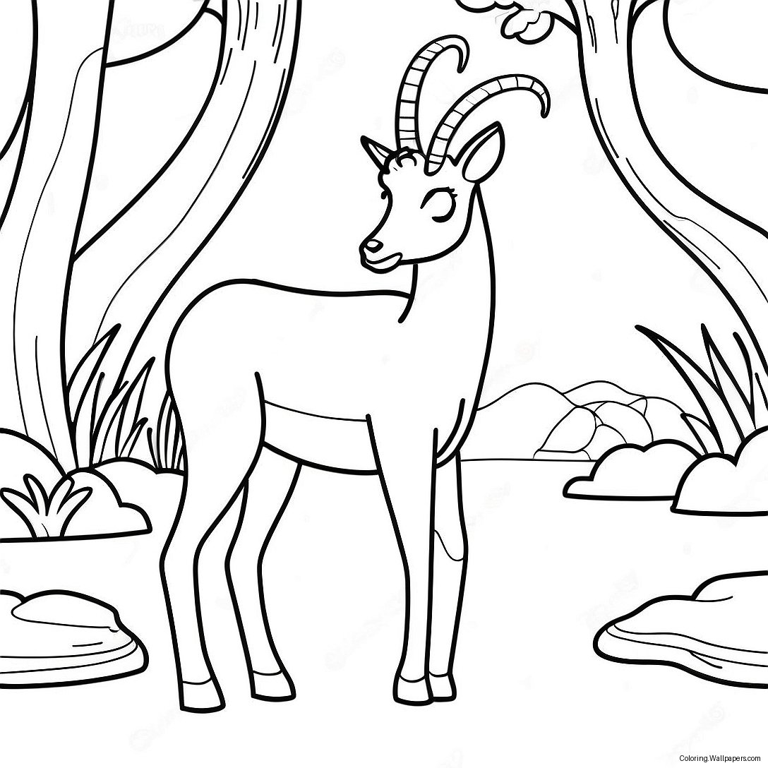 Graceful Antelope In The Wild Coloring Page 49198