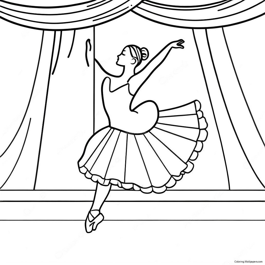Graciös Ballerina Dansar På Scenen Målarbild 9845