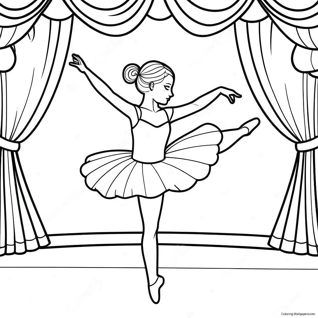 Graciös Ballerina Dansar På Scenen Målarbild 9846
