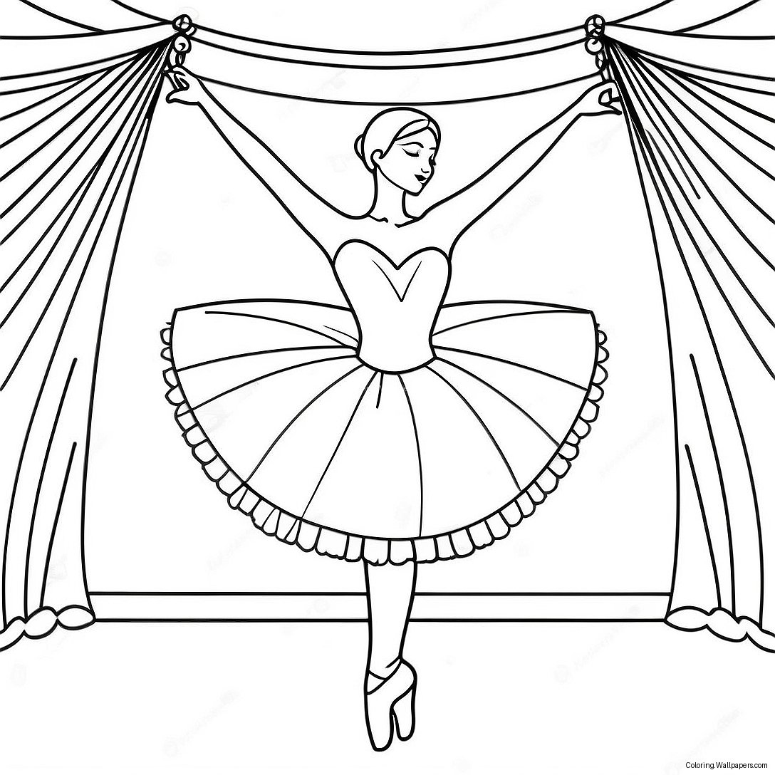 Graceful Ballerina Dancing On Stage Coloring Page 9847