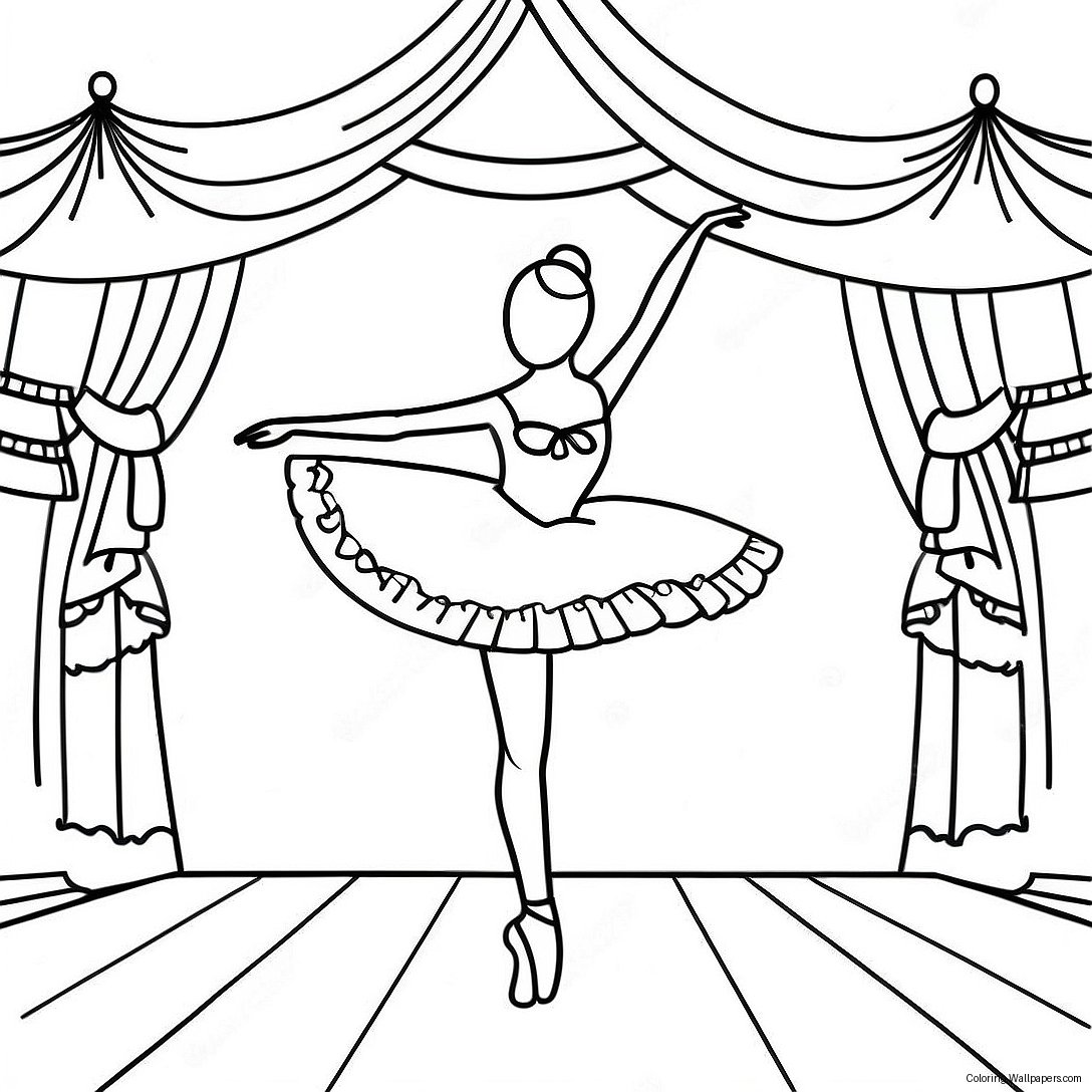 Graceful Ballerina Dancing On Stage Coloring Page 9848
