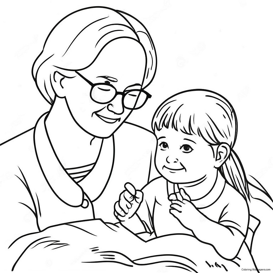 Grandma And Granddaughter Coloring Page 33204