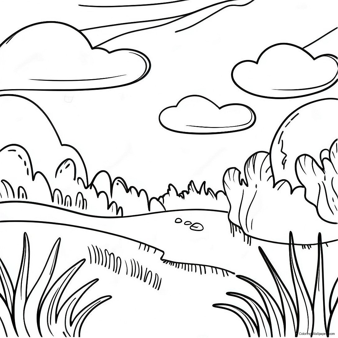 Page À Colorier Paysage De Prairie 56797