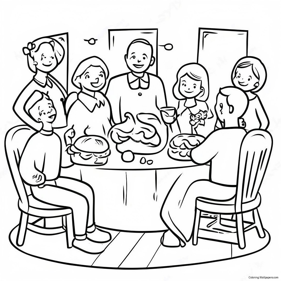 Grateful Family Gathering Coloring Page 11471