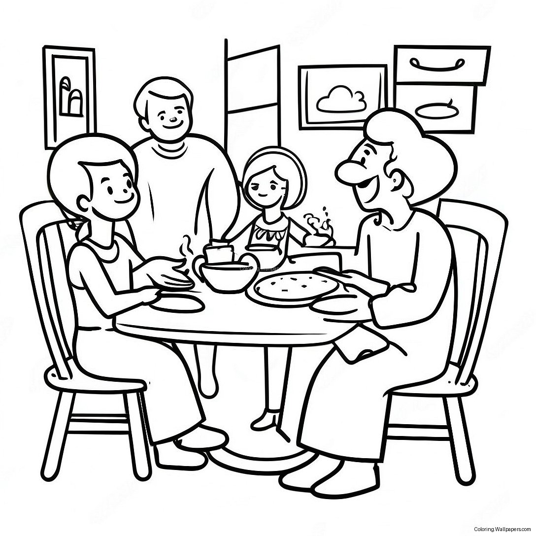 Grateful Family Gathering Coloring Page 11472