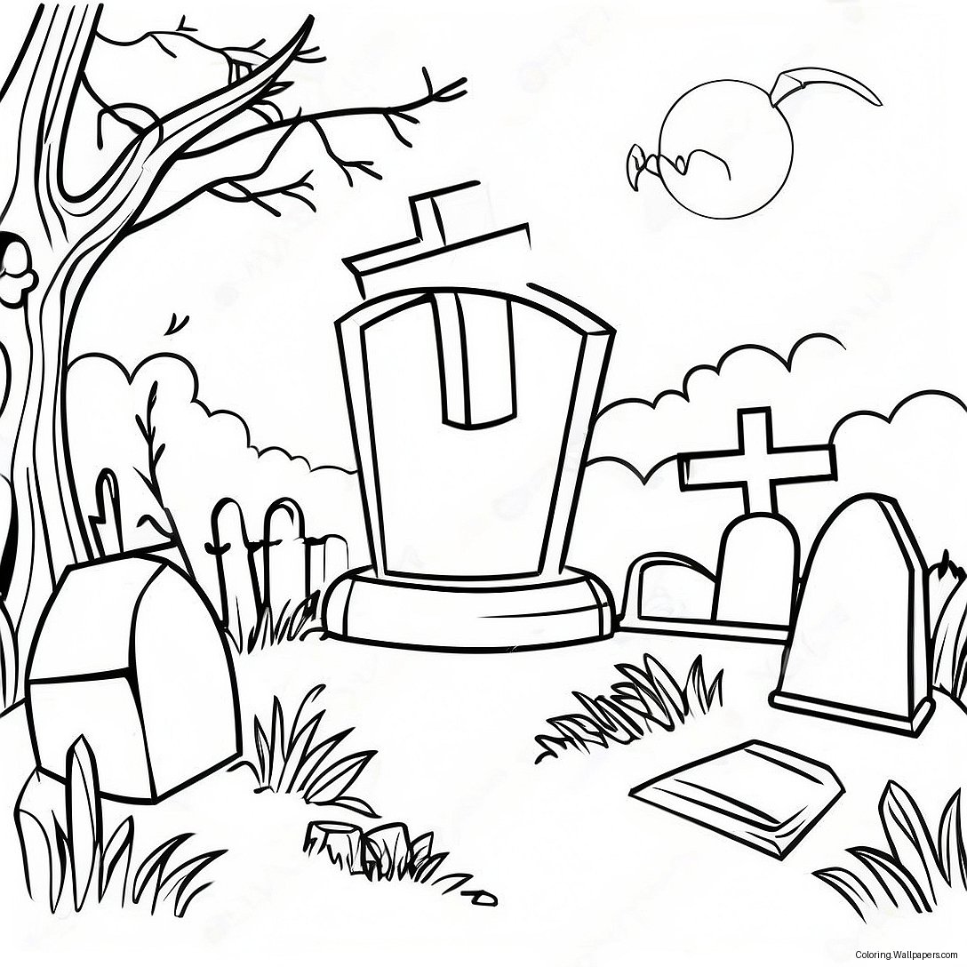 Graveyard Scene Coloring Page 14902