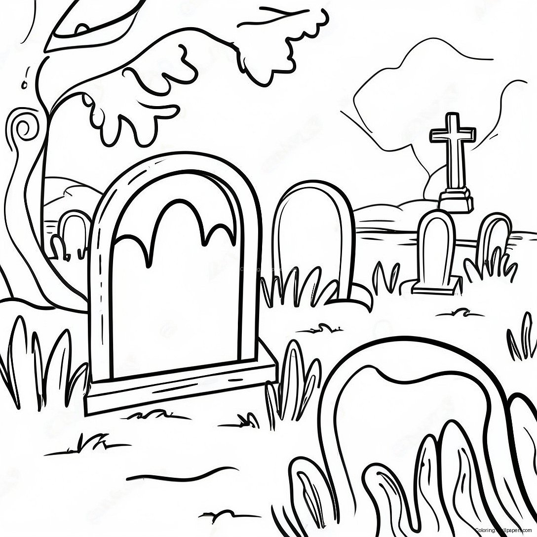 Graveyard Scene Coloring Page 14903