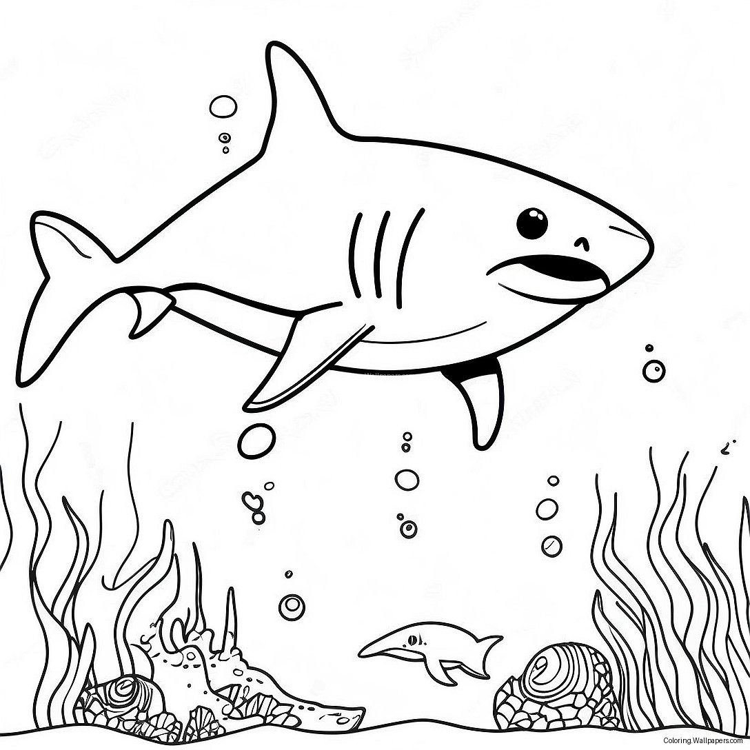 Great White Shark Swimming Coloring Page 18242