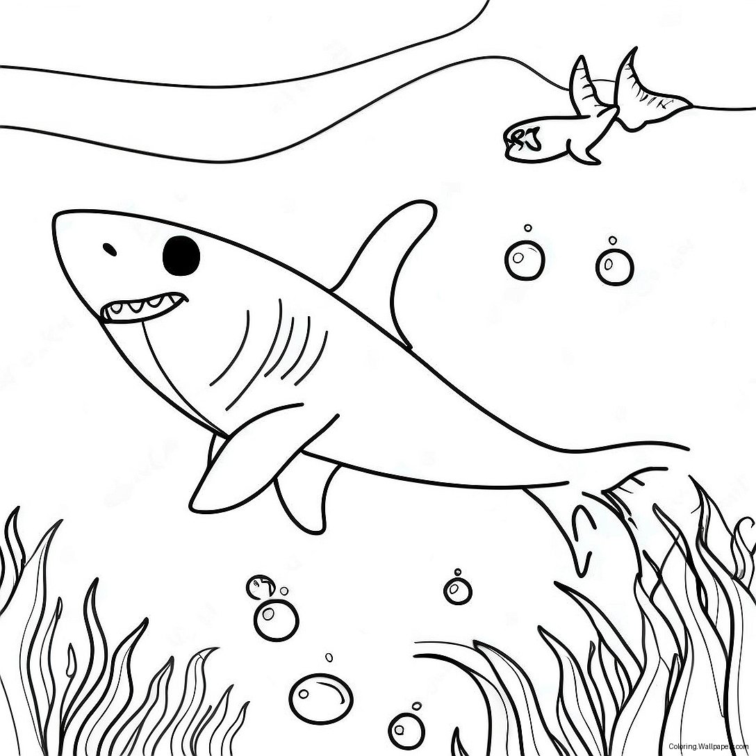 Great White Shark Swimming Coloring Page 18243