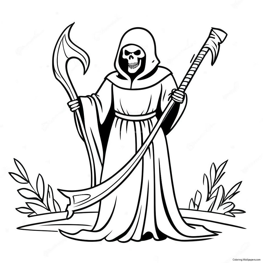 Grim Reaper With Scythe Coloring Page 4988