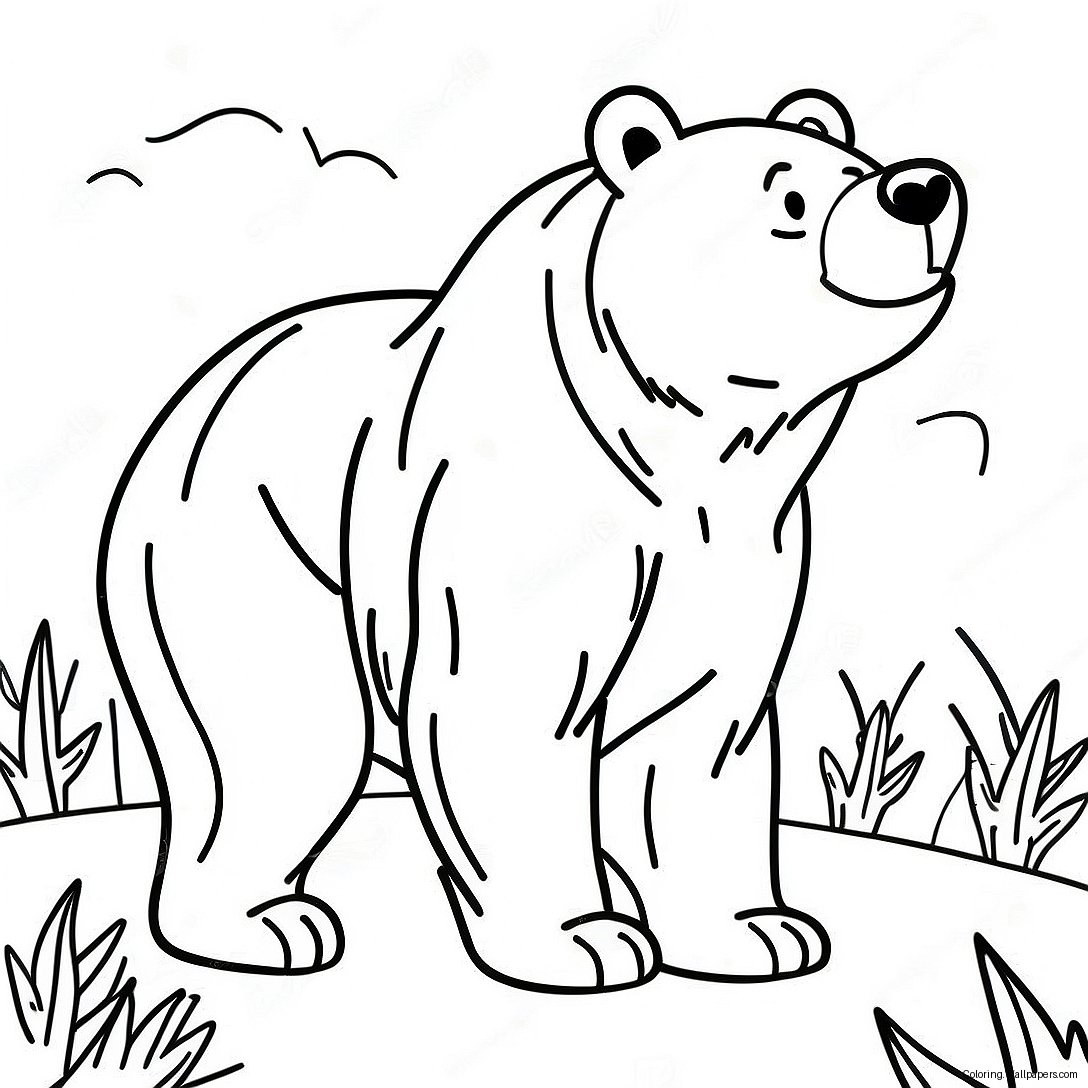 Grizzly Bear In A Funny Pose Coloring Page 18935