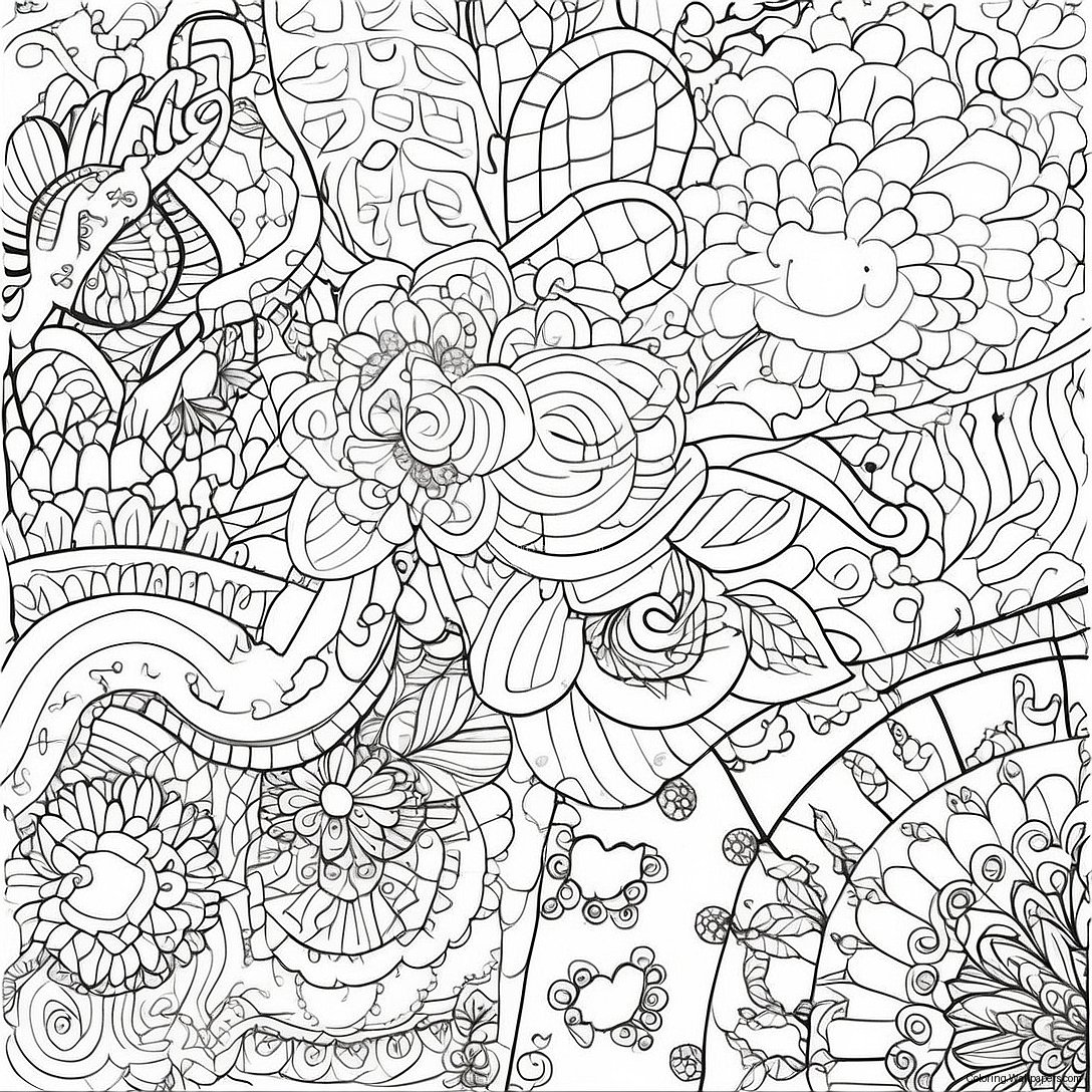 Page À Colorier De Motifs Esthétiques Grunge 3077