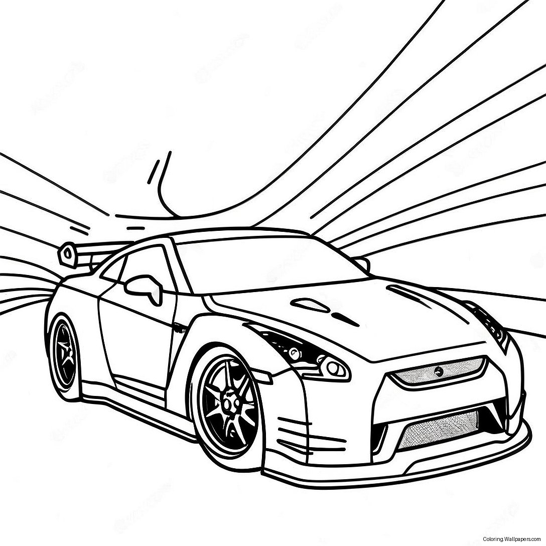 Раскраска Gtr R35 Рейсинг На Трассе 32441