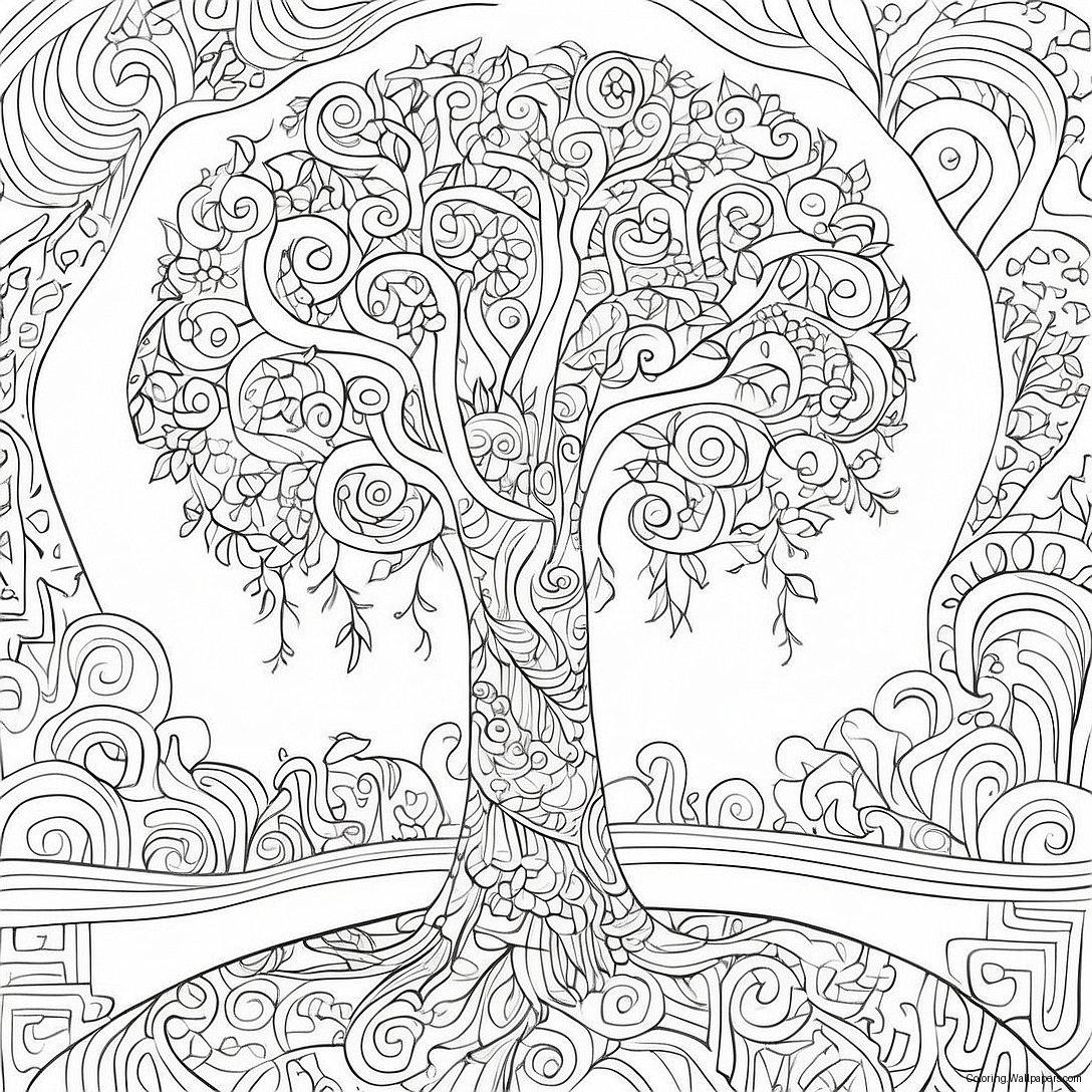 Gustav Klimt Golden Tree Coloring Page 48611