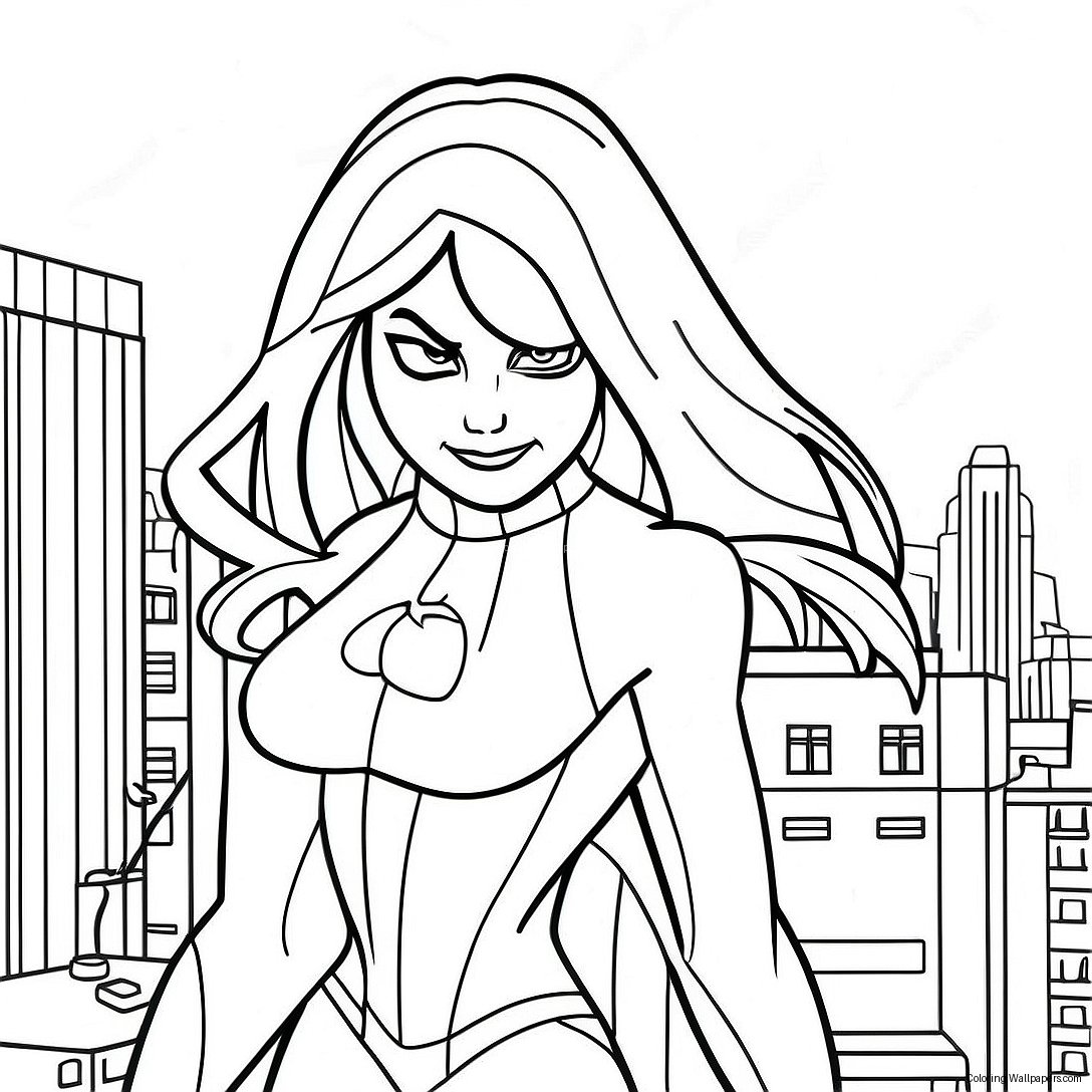 Gwen Stacy In Spider-Man Costume Coloring Page 16529