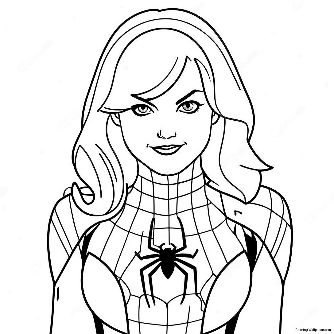 Gwen Stacy I Spider-Man Kostume Farvelægningsside 16530