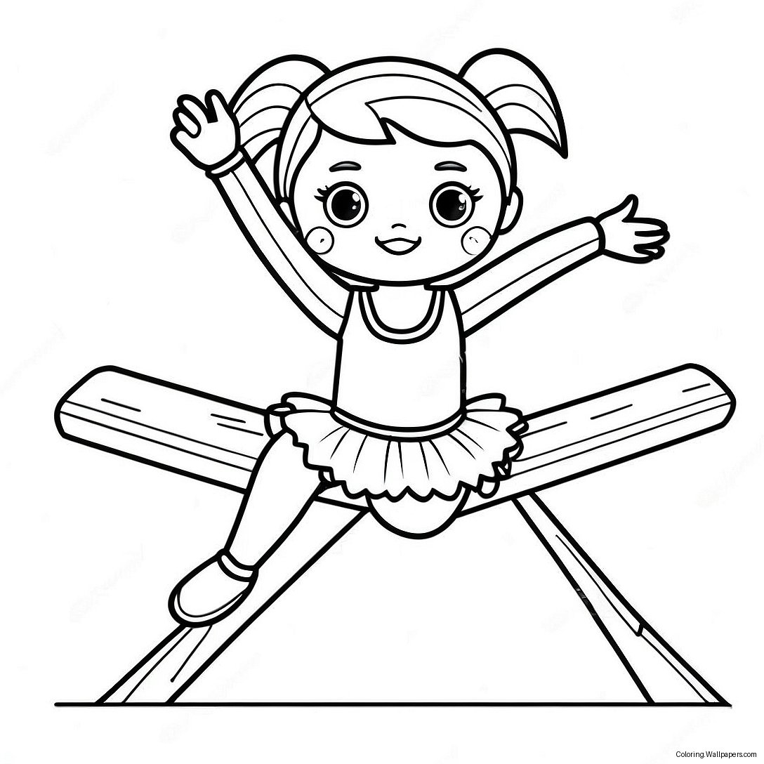 Gymnastics American Girl Doll On Balance Beam Coloring Page 33774