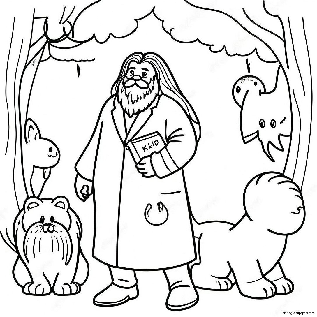 Page À Colorier Hagrid Avec Des Créatures Magiques 51921