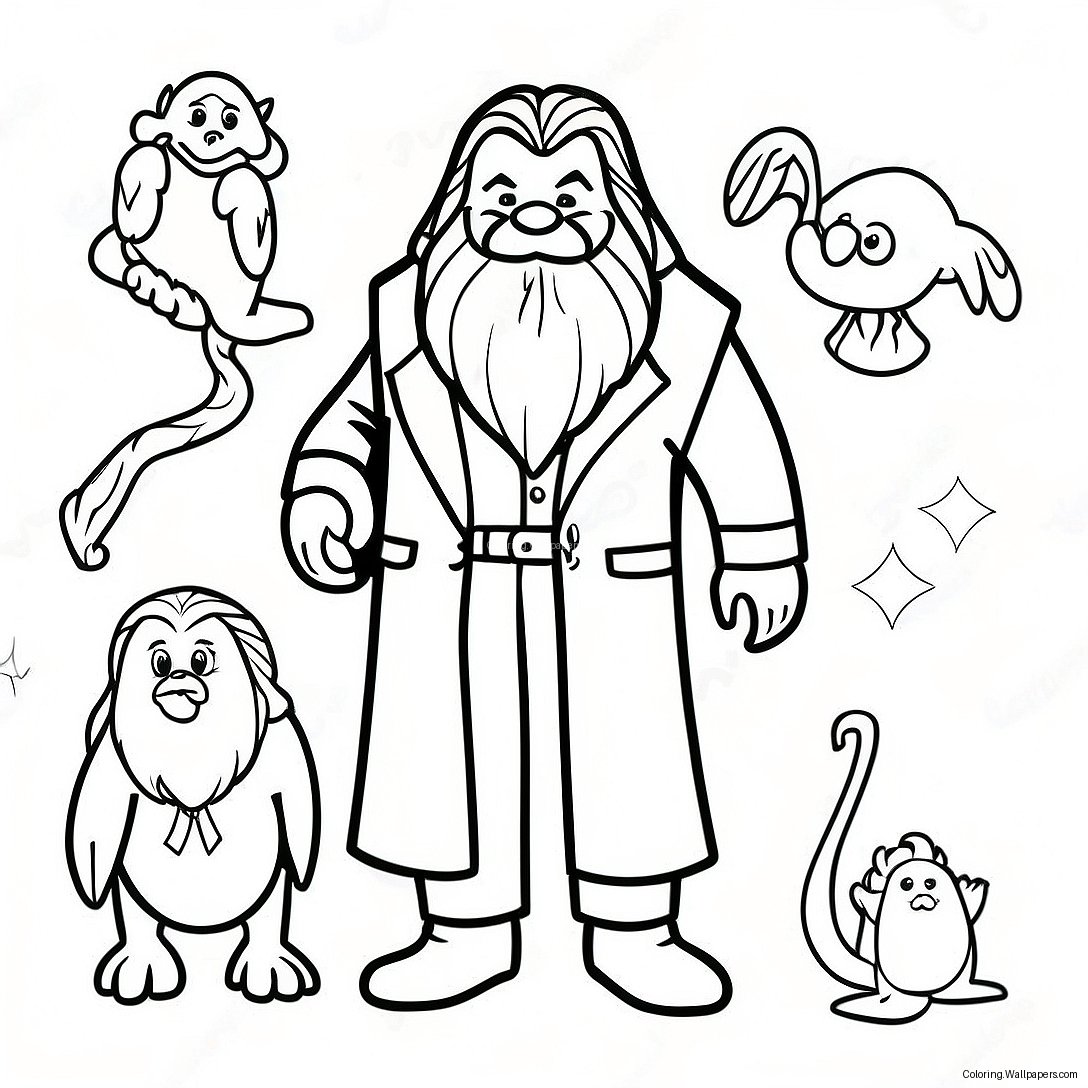 Page À Colorier Hagrid Avec Des Créatures Magiques 51923